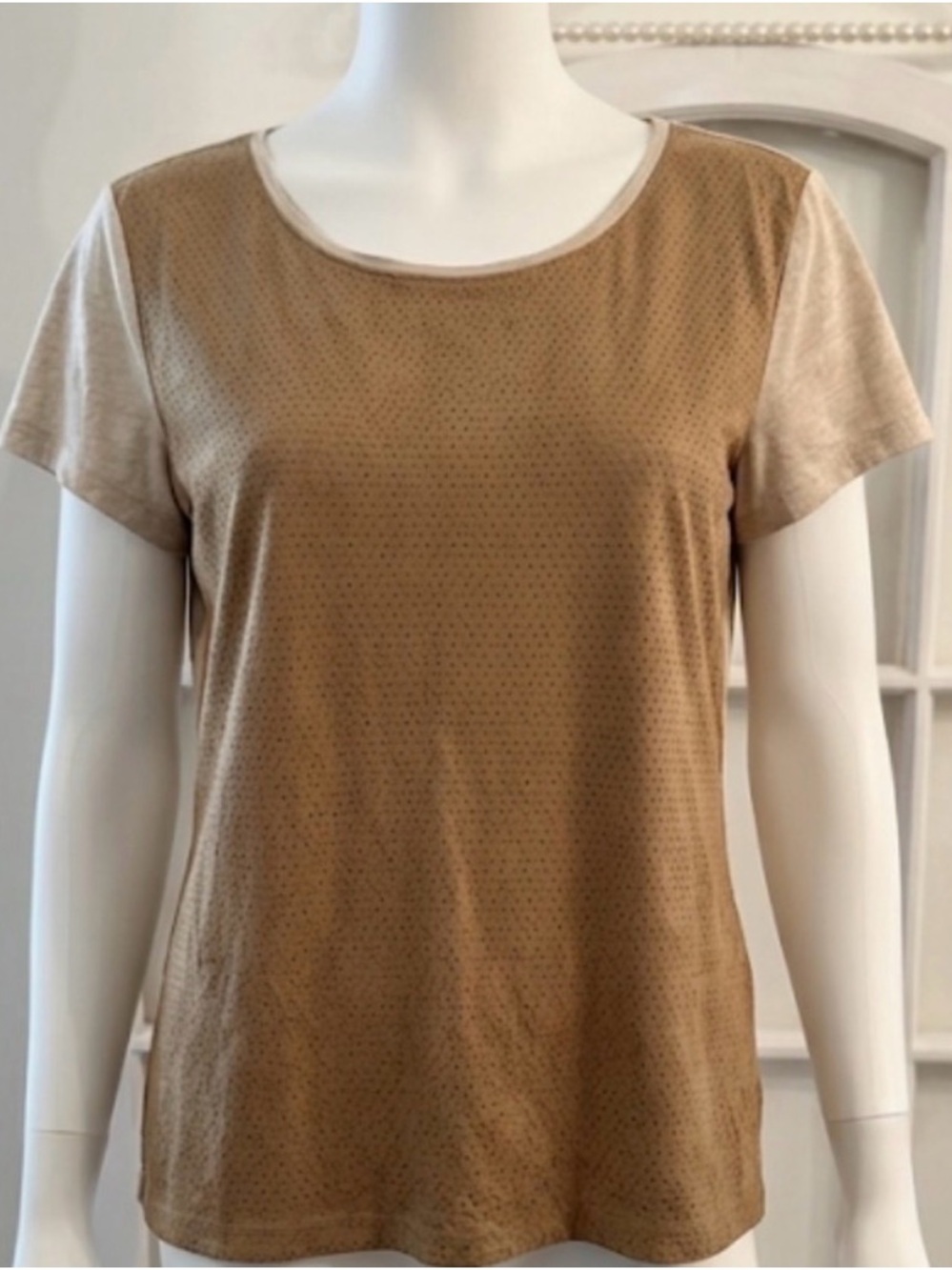 Ralph Lauren Short Sleeve Suede-Texture shirt in Camel Brown XL